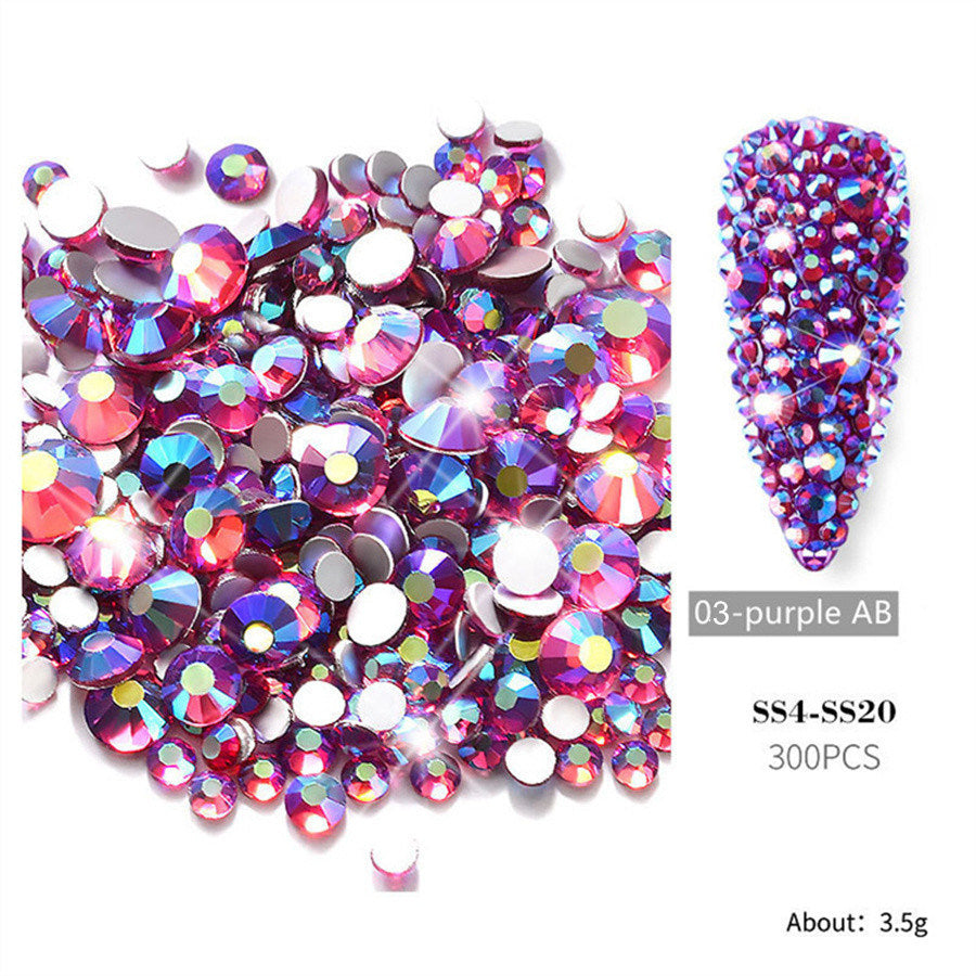 1bag 300 pieces of nail art accessories new nail art size mixed set color flat bottom rhinestones hot diamonds Symphony AB diamonds