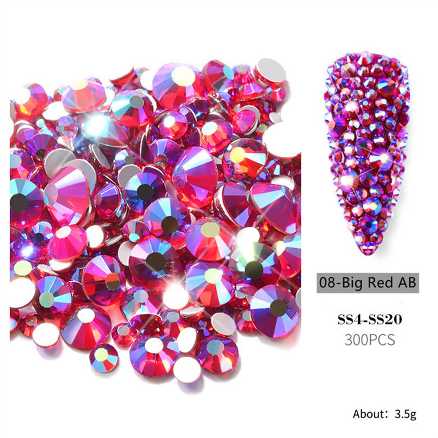 1bag 300 pieces of nail art accessories new nail art size mixed set color flat bottom rhinestones hot diamonds Symphony AB diamonds