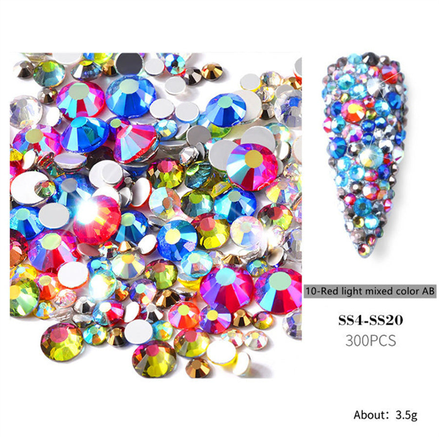 1bag 300 pieces of nail art accessories new nail art size mixed set color flat bottom rhinestones hot diamonds Symphony AB diamonds