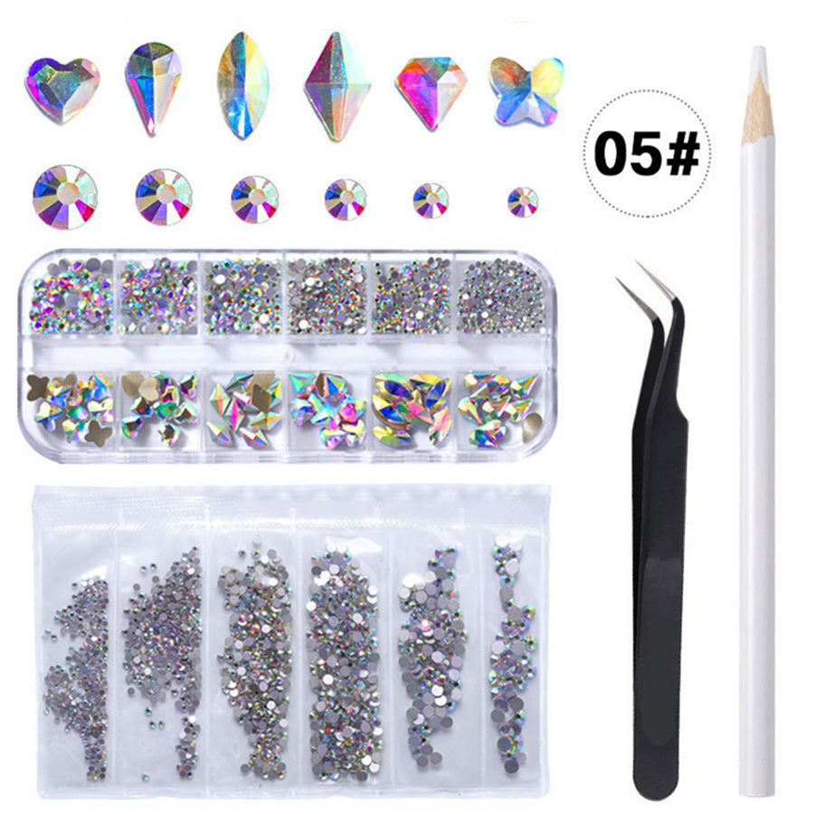 1Box Nail Art Jewelry Diamond Nail Art Rhinestone Nail Art Jewelry Rhinestone Flat bottom diamond small diamond white crystal flash diamond nails