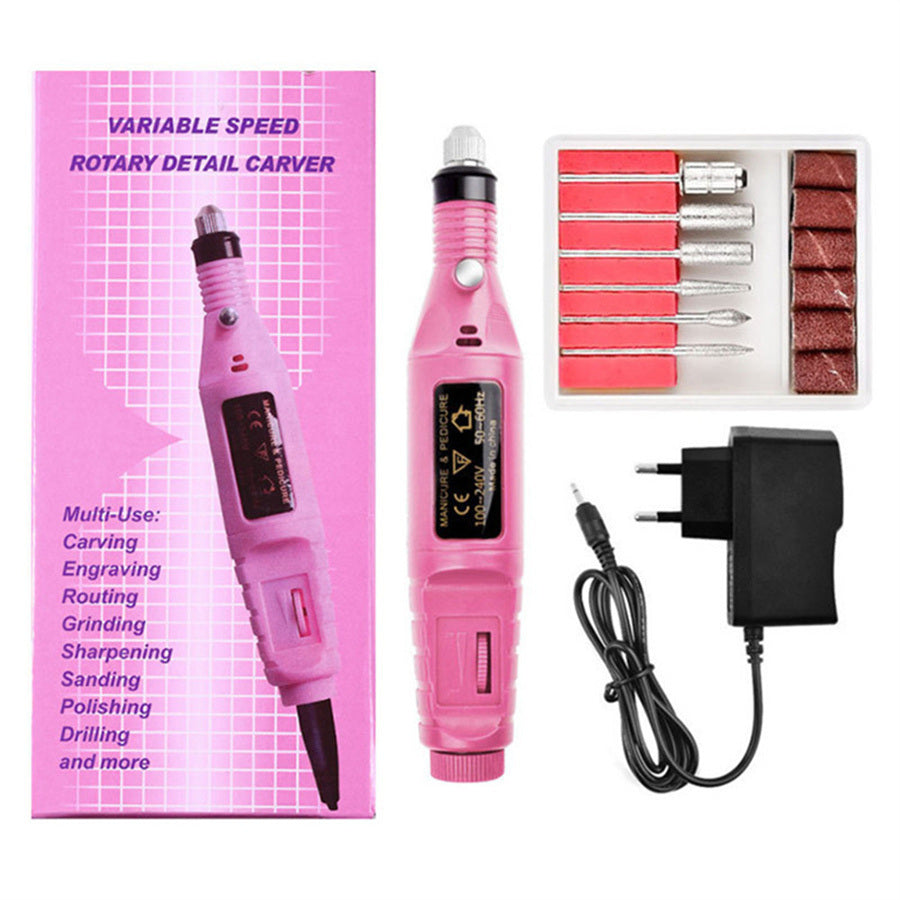 1Set Nail art small portable USB sander pen-type electric can be connected to the charging treasure unloading manicure type professional to remove dead skin