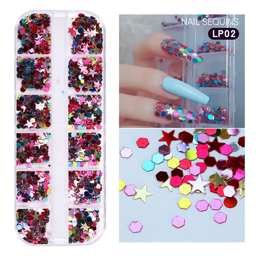 1Box Nail Art Decoration Love Designe Nail Sequins Symphony Laser Sparkle Small Red Heart Nails Ultra-thin Peach Heart Patch Jewelry