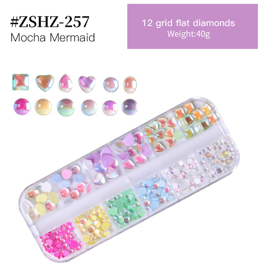 1Box Crystal Transparent AB Nail Art Rhinestone DIY Non-thermal Repair Flat Acrylic Nail Stone 3D Nail Art Decoration