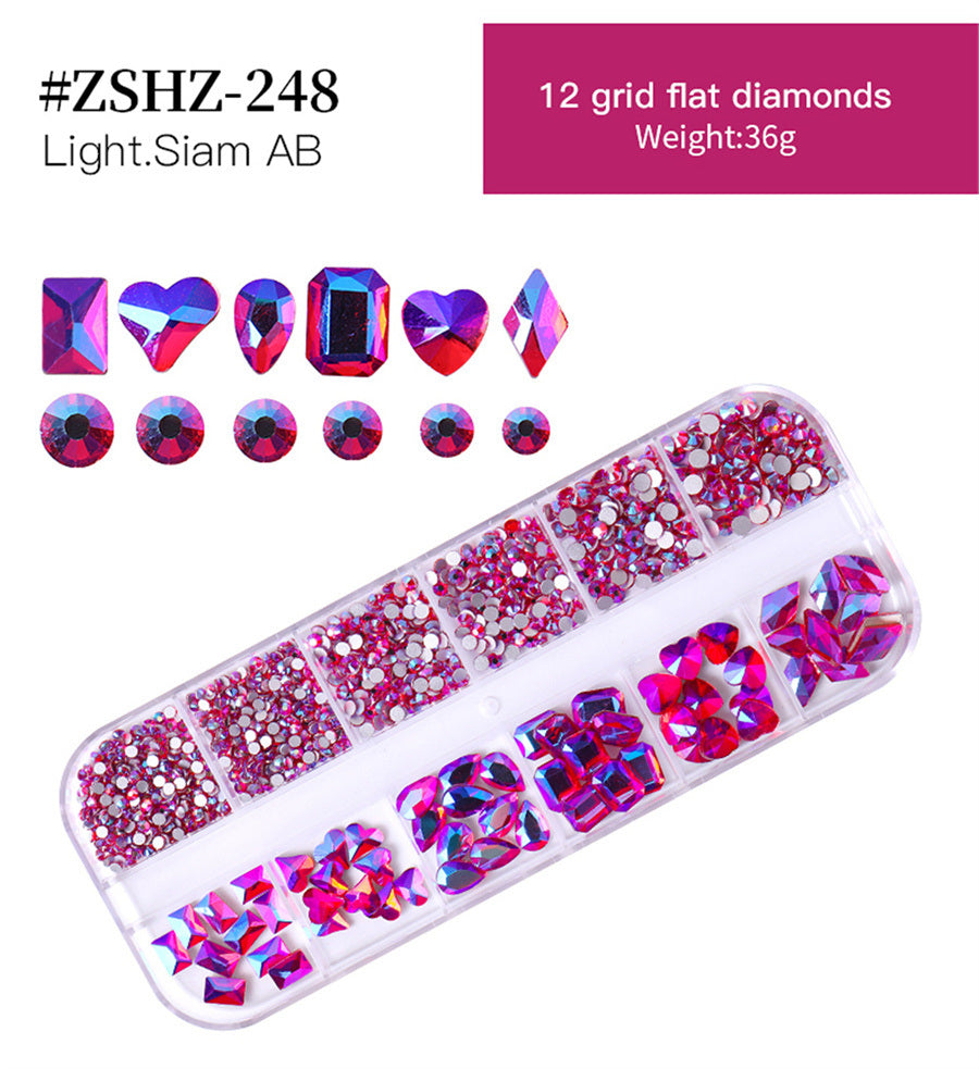 1Box Crystal Transparent AB Nail Art Rhinestone DIY Non-thermal Repair Flat Acrylic Nail Stone 3D Nail Art Decoration