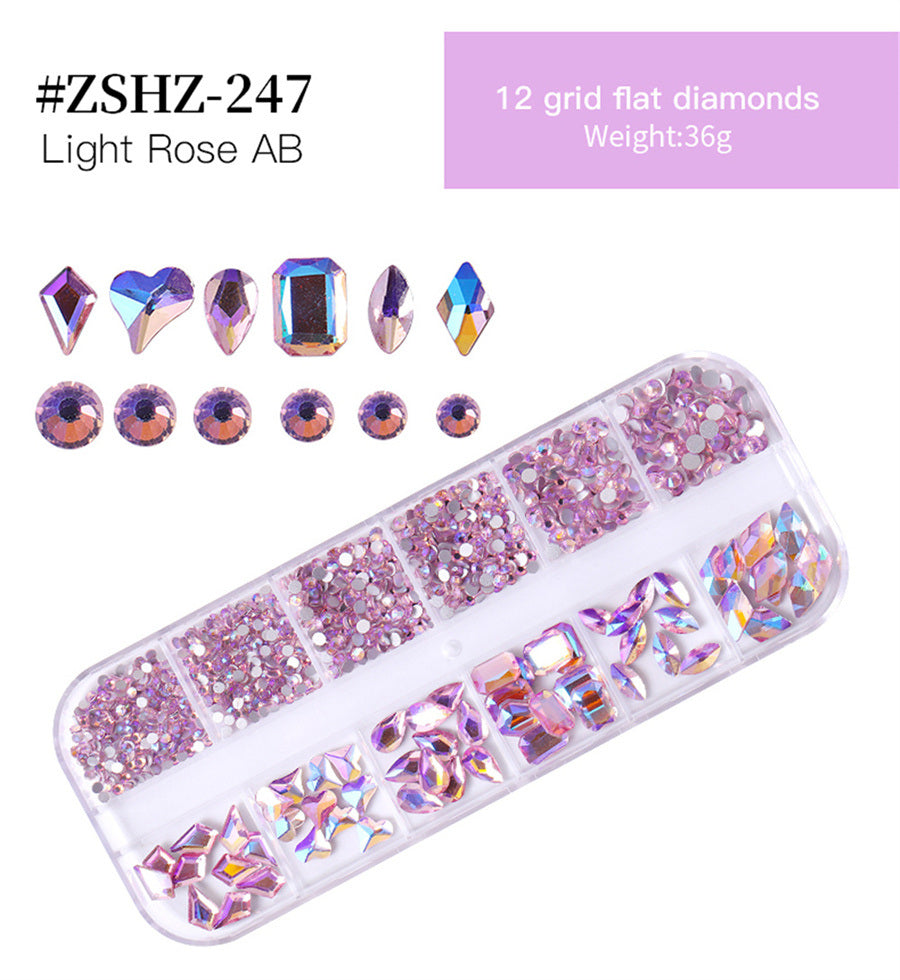 1Box Crystal Transparent AB Nail Art Rhinestone DIY Non-thermal Repair Flat Acrylic Nail Stone 3D Nail Art Decoration