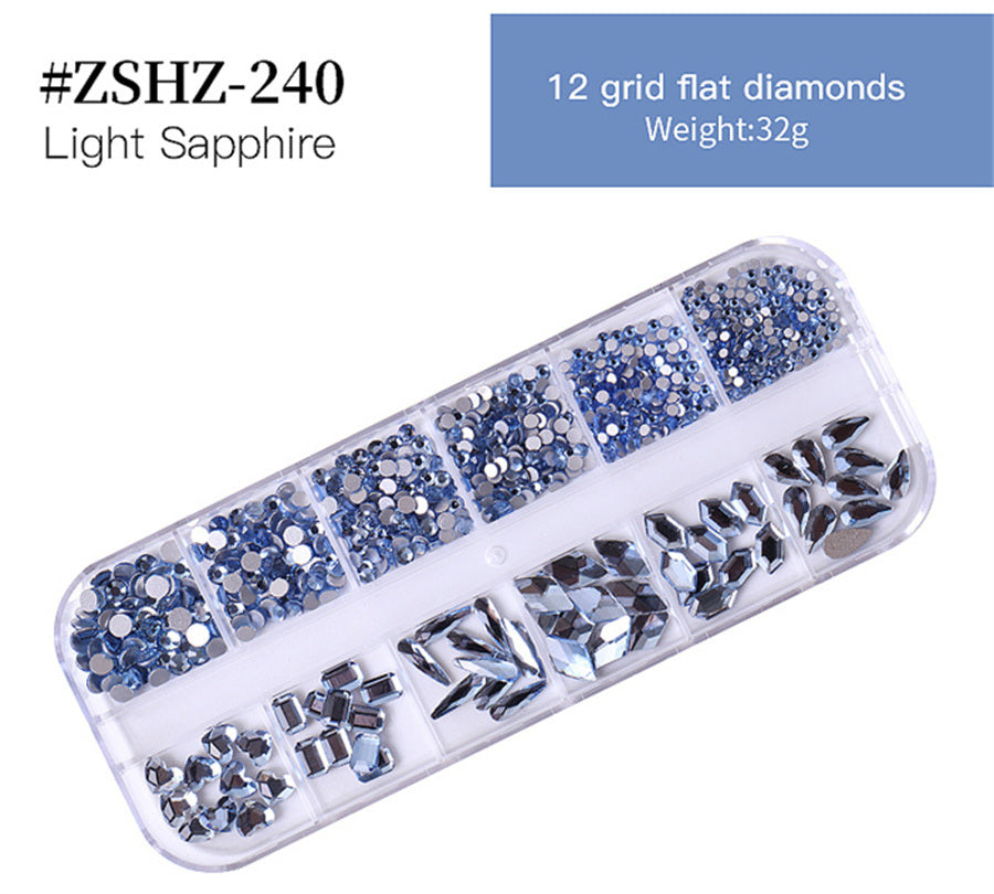 1Box Crystal Transparent AB Nail Art Rhinestone DIY Non-thermal Repair Flat Acrylic Nail Stone 3D Nail Art Decoration