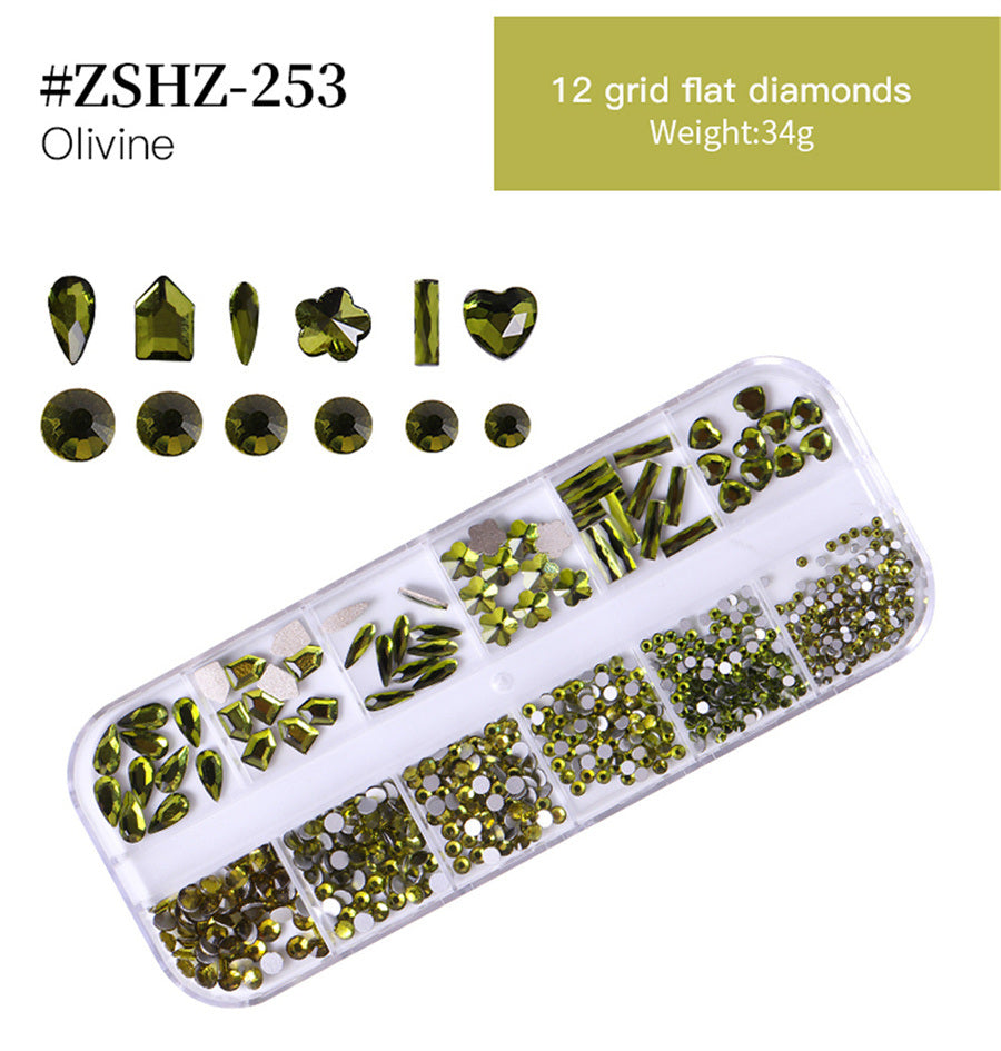 1Box Crystal Transparent AB Nail Art Rhinestone DIY Non-thermal Repair Flat Acrylic Nail Stone 3D Nail Art Decoration