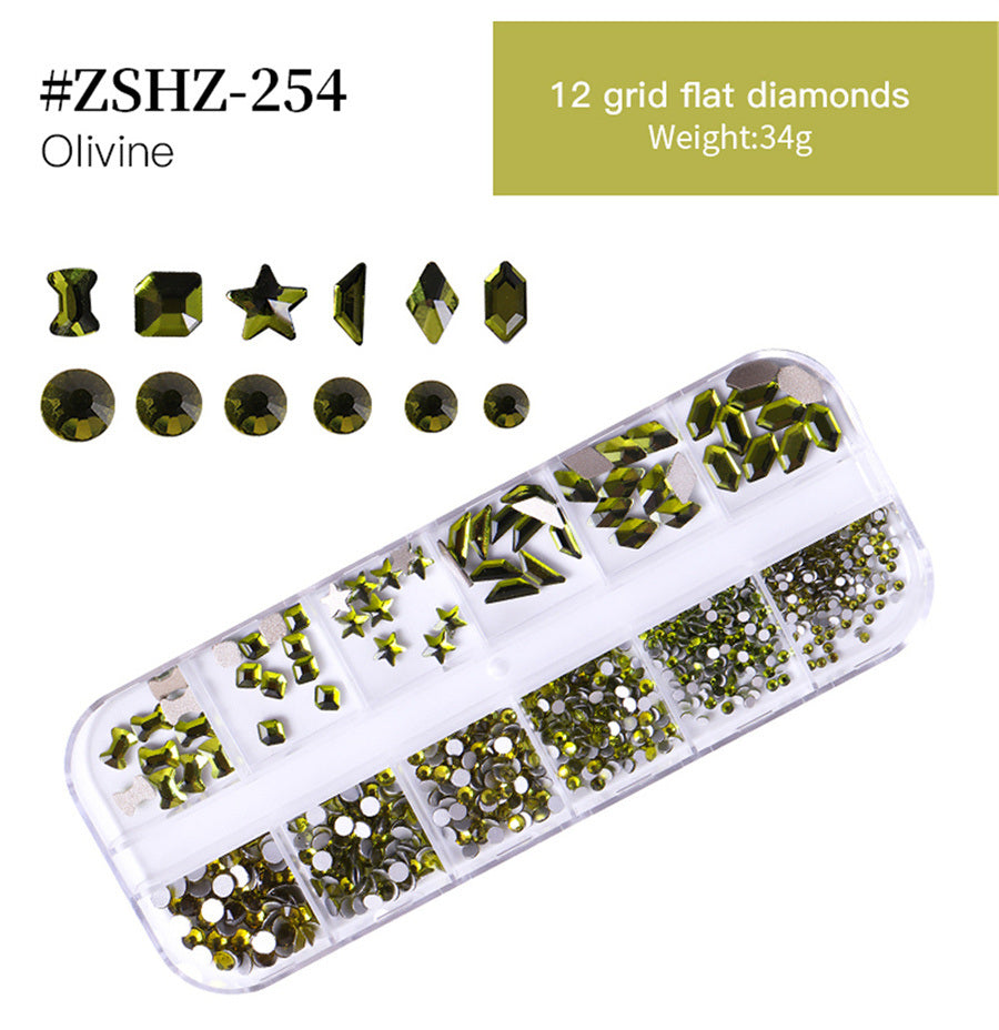 1Box Crystal Transparent AB Nail Art Rhinestone DIY Non-thermal Repair Flat Acrylic Nail Stone 3D Nail Art Decoration