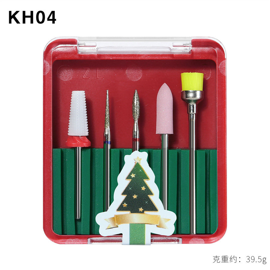 1Box Christmas Package Nail Drill Bits Set Nail Polishing Head Nail Carbide Bit for Christmas