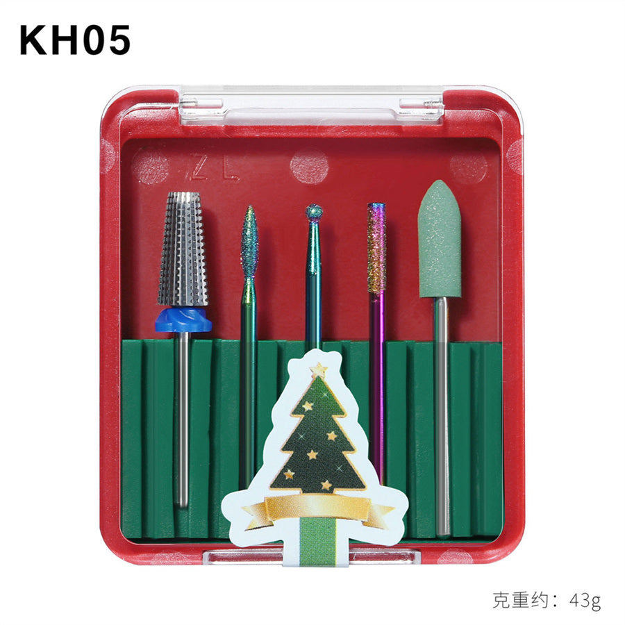 1Box Christmas Package Nail Drill Bits Set Nail Polishing Head Nail Carbide Bit for Christmas