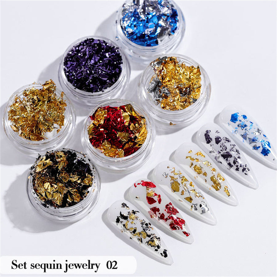 6PCS/Set Nail Beauty Chrome Glitter Kit;  Nail Sequin Nail Art Mirror Powder Decoration