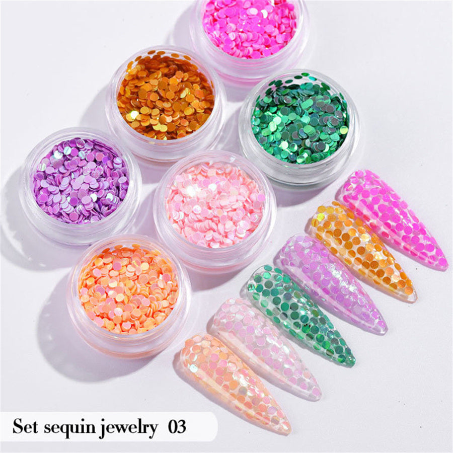 6PCS/Set Nail Beauty Chrome Glitter Kit;  Nail Sequin Nail Art Mirror Powder Decoration