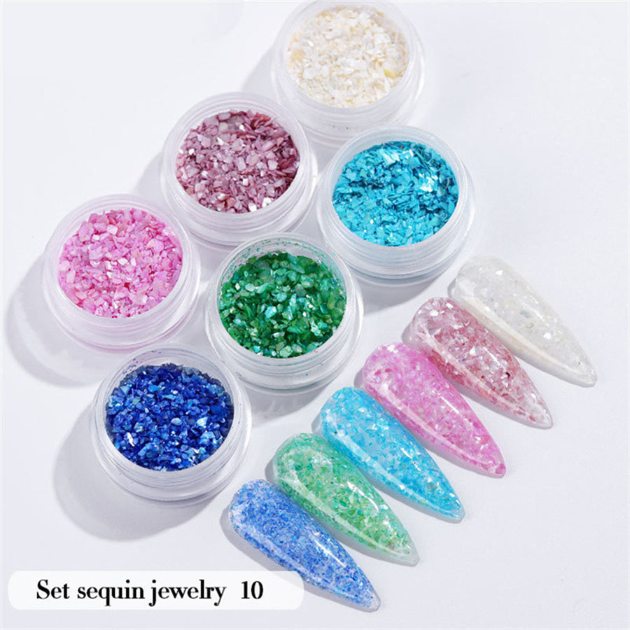 6PCS/Set Nail Beauty Chrome Glitter Kit;  Nail Sequin Nail Art Mirror Powder Decoration