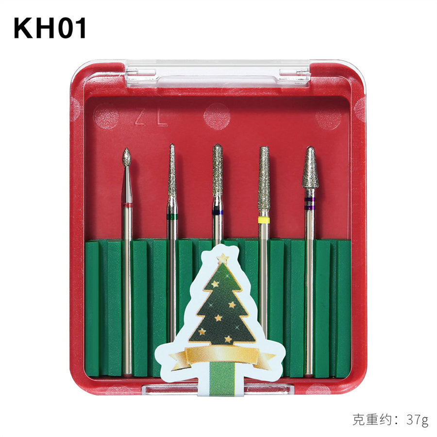 1Box Christmas Package Nail Drill Bits Set Nail Polishing Head Nail Carbide Bit for Christmas