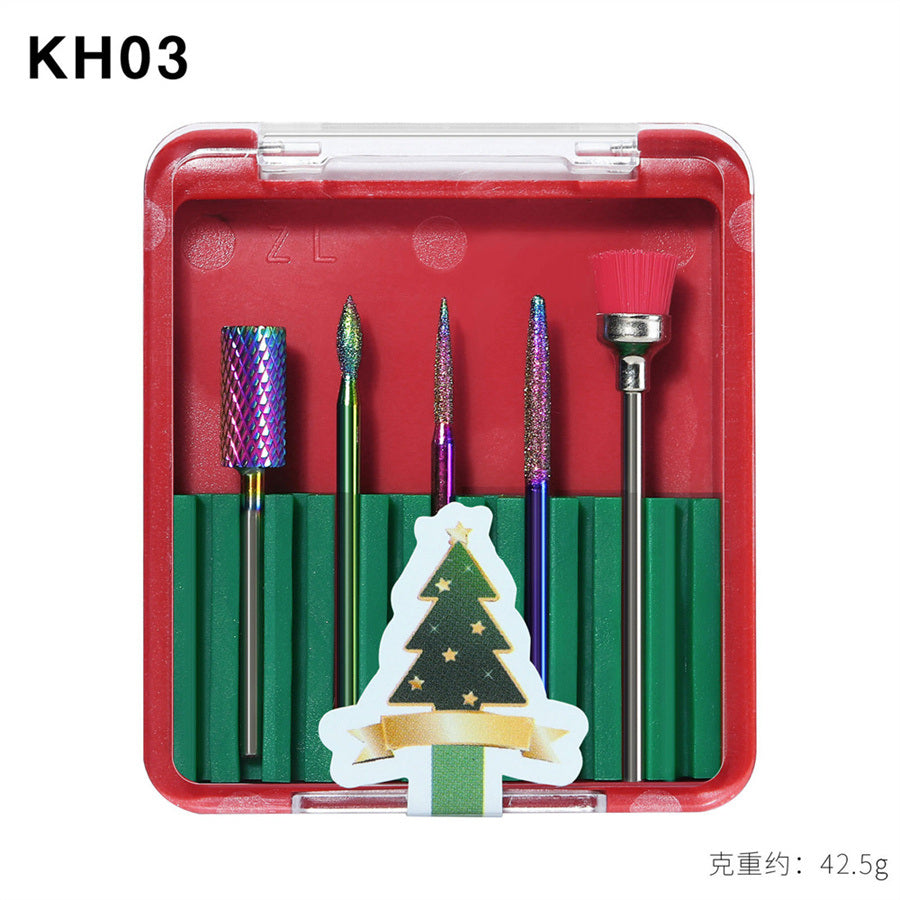 1Box Christmas Package Nail Drill Bits Set Nail Polishing Head Nail Carbide Bit for Christmas