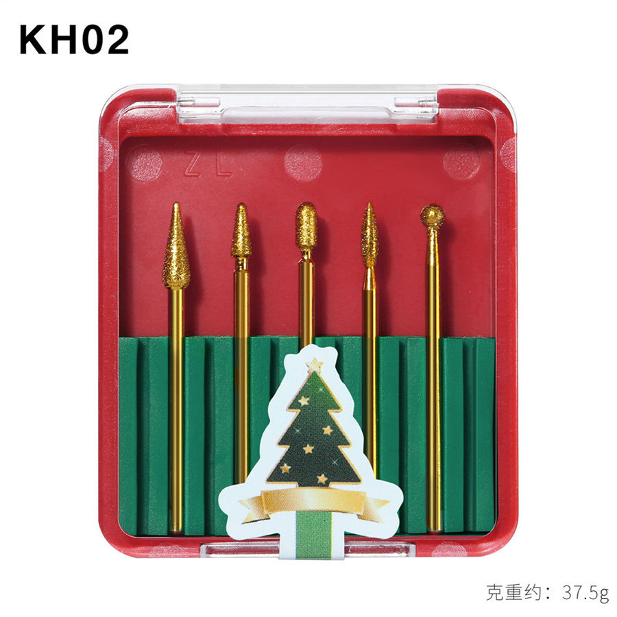 1Box Christmas Package Nail Drill Bits Set Nail Polishing Head Nail Carbide Bit for Christmas