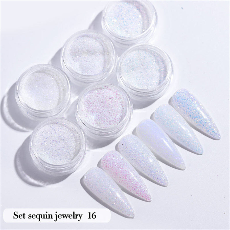 6PCS/Set Nail Beauty Chrome Glitter Kit;  Nail Sequin Nail Art Mirror Powder Decoration