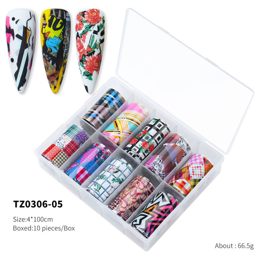 1Box Spot The Whole Network New Product 2022 New Nail Art Transfer Paper Flower Laser Butterfly Character Punk Star Transfer Paper Nail Stickers