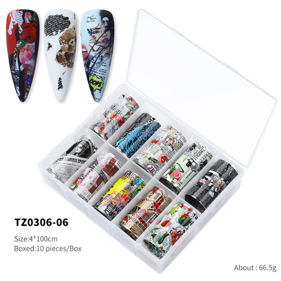 1Box Spot The Whole Network New Product 2022 New Nail Art Transfer Paper Flower Laser Butterfly Character Punk Star Transfer Paper Nail Stickers