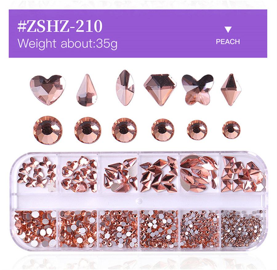 1 Box Different Shape Nail Stones 3D DIY Nail Art Crystal  Diamond Decoration Rhinestone