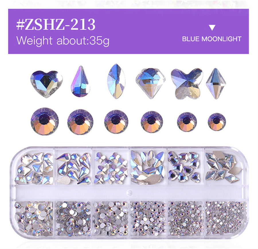 1 Box Different Shape Nail Stones 3D DIY Nail Art Crystal  Diamond Decoration Rhinestone