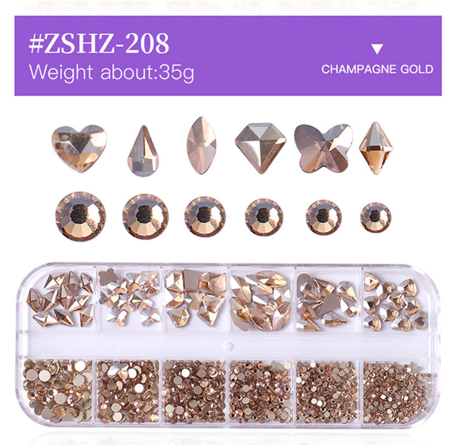 1 Box Different Shape Nail Stones 3D DIY Nail Art Crystal  Diamond Decoration Rhinestone