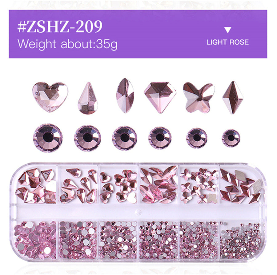 1 Box Different Shape Nail Stones 3D DIY Nail Art Crystal  Diamond Decoration Rhinestone