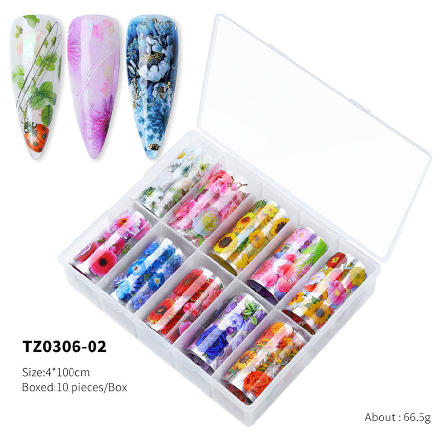 1Box Spot The Whole Network New Product 2022 New Nail Art Transfer Paper Flower Laser Butterfly Character Punk Star Transfer Paper Nail Stickers