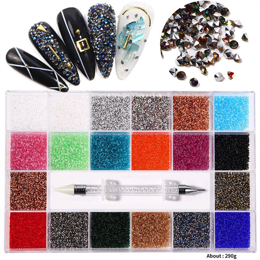 21 Grids 1 Box Shiny Jewellery Nail Stone Set Nail Art Rhinestones