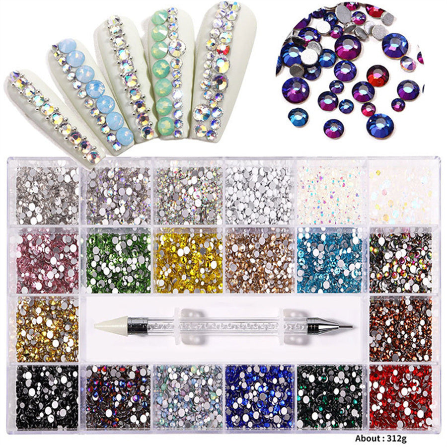 21 Grids 1 Box Shiny Jewellery Nail Stone Set Nail Art Rhinestones