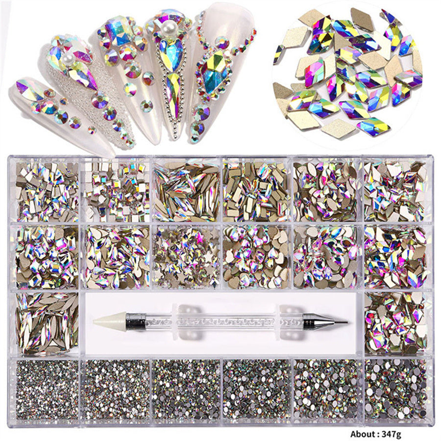 21 Grids 1 Box Shiny Jewellery Nail Stone Set Nail Art Rhinestones