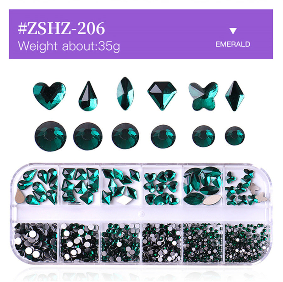 1 Box Different Shape Nail Stones 3D DIY Nail Art Crystal  Diamond Decoration Rhinestone