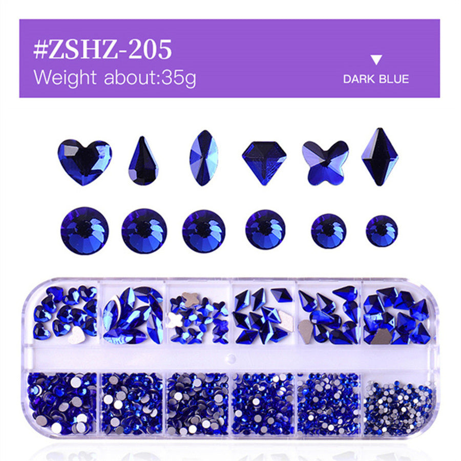 1 Box Different Shape Nail Stones 3D DIY Nail Art Crystal  Diamond Decoration Rhinestone