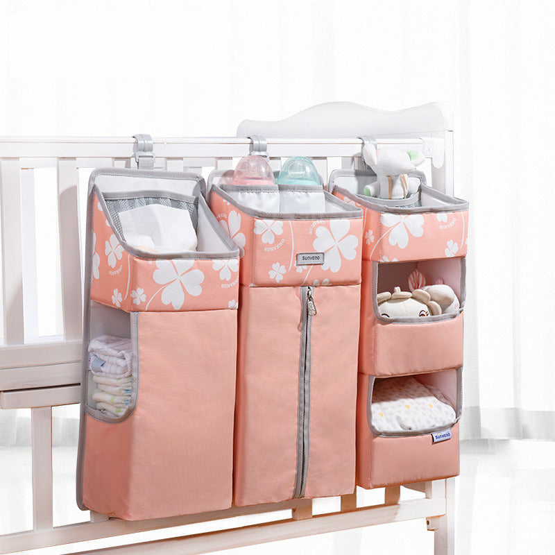 Sunveno Baby Storage Organizer Crib Hanging Storage Bag Caddy Organizer for Baby Essentials Bedding Set Diaper Storage Bag