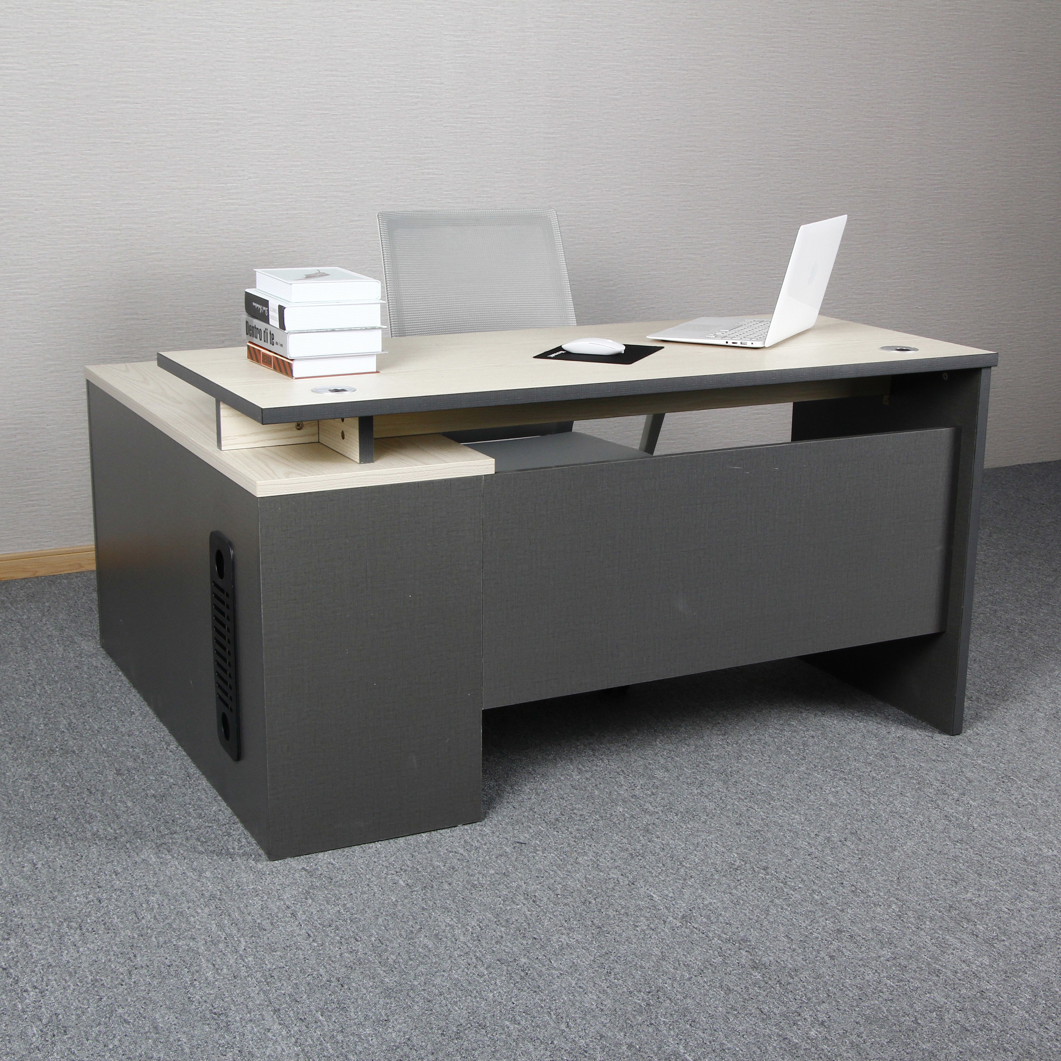 Office furniture desk sets l shaped melamine board office desk with side return