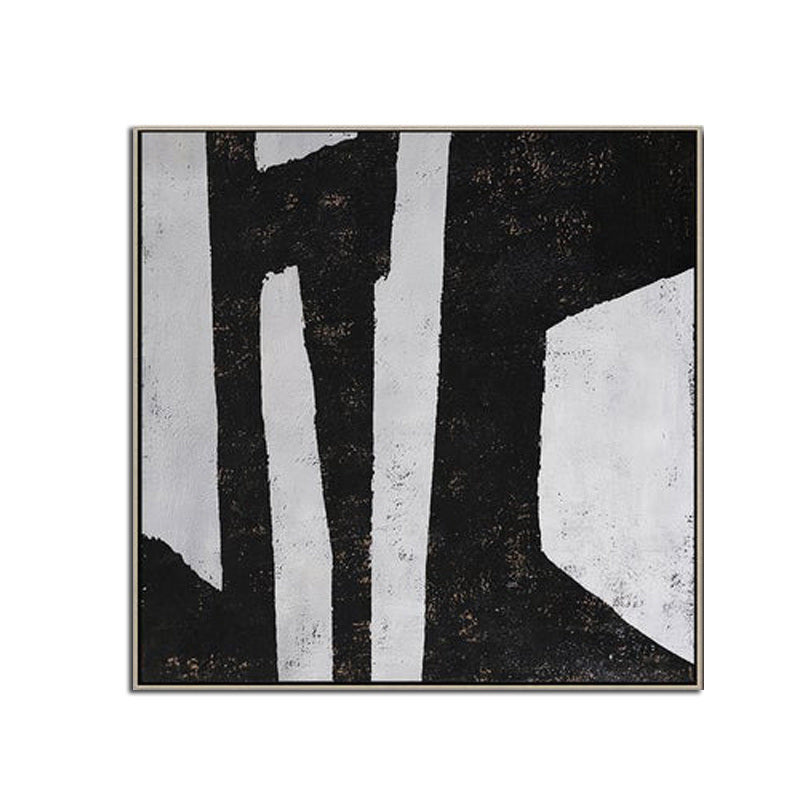 100% Handmade Abstract Oil Painting  Wall Art Modern Minimalist Black and White Canvas Home Decor For Living Room No Frame