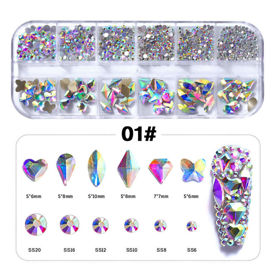 1Box Mixed Crystal Jewelry Nail Stone Art Decoration for Acrylic Nails