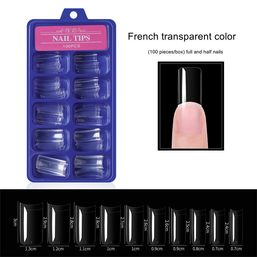 100pcs a box;  Nail Pieces;  French Nail Pieces;  Fake Nails;  Full Cover;  Half Cover Nail Tips;  DIY Nail Tips