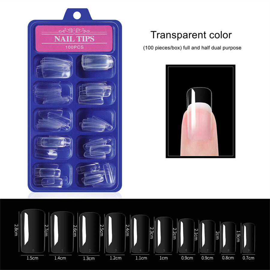 100pcs a box;  Nail Pieces;  French Nail Pieces;  Fake Nails;  Full Cover;  Half Cover Nail Tips;  DIY Nail Tips