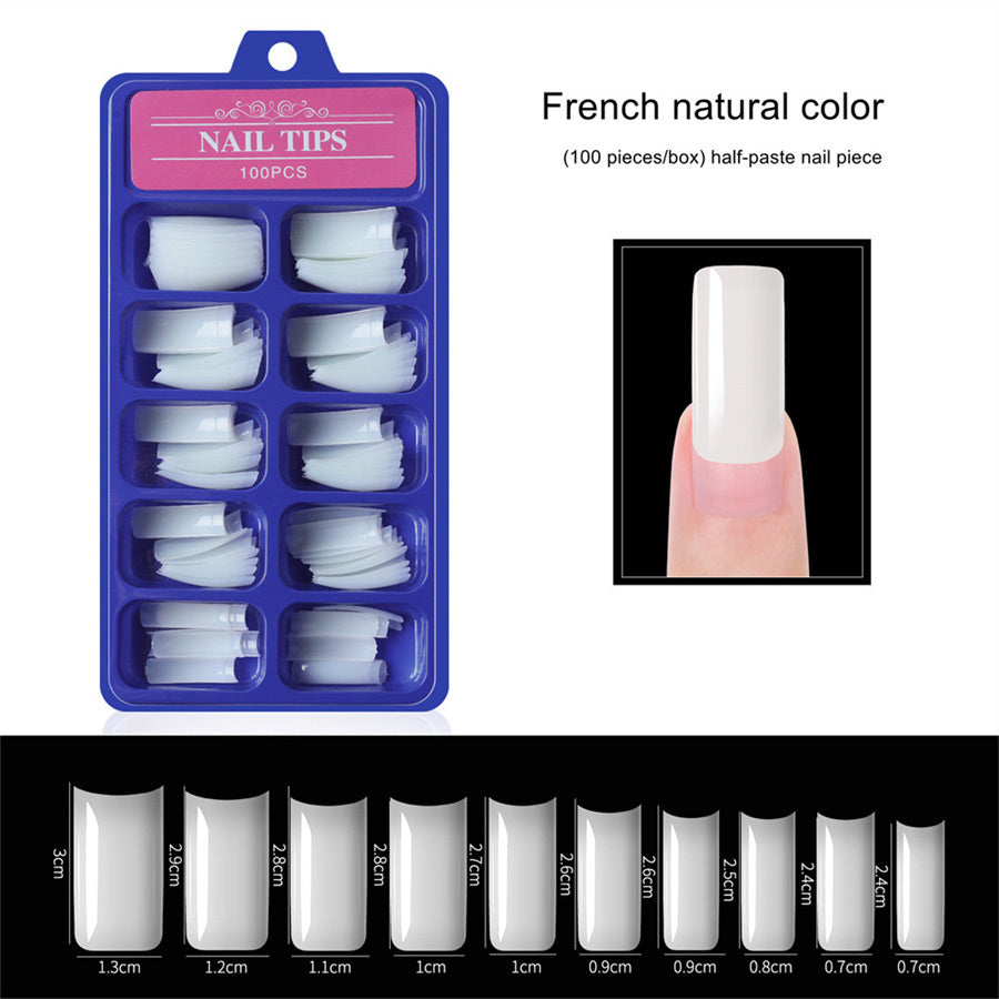 100pcs a box;  Nail Pieces;  French Nail Pieces;  Fake Nails;  Full Cover;  Half Cover Nail Tips;  DIY Nail Tips