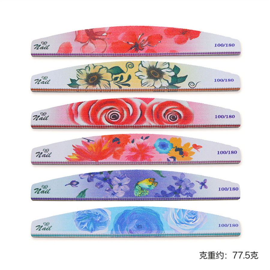 1Box Christmas Nail File Colorful Double-Side Sanding Strip 100/180 Nail File Set Nail Polishing