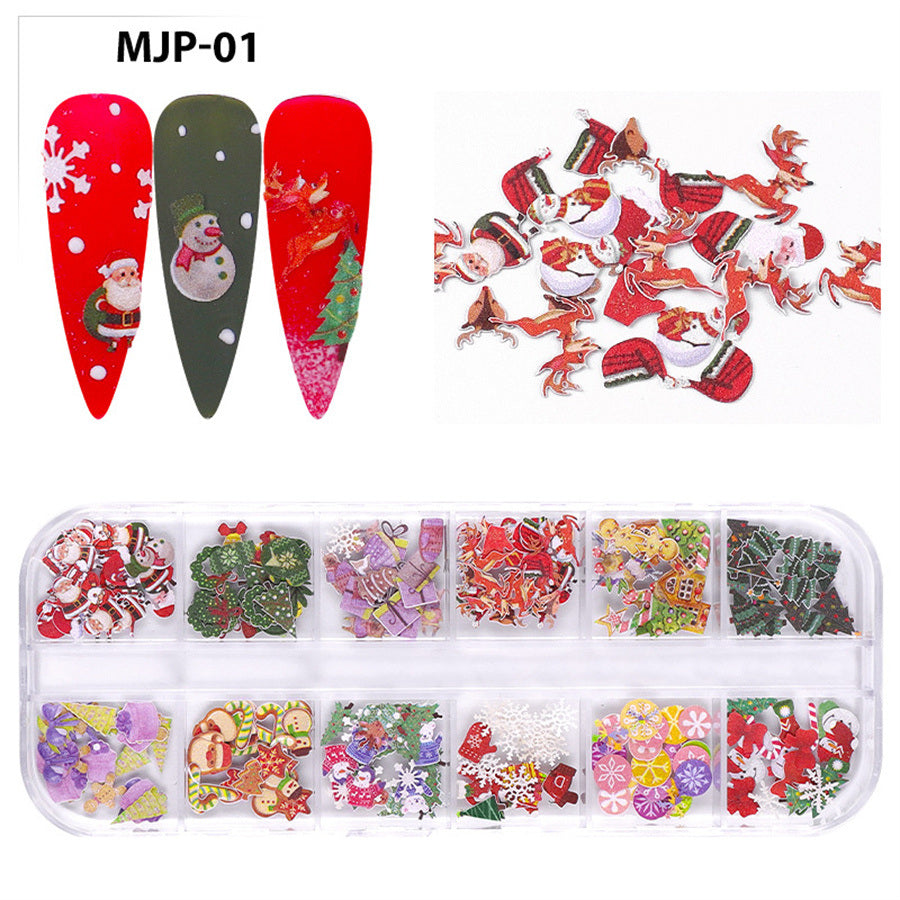 1 box of popular Christmas and Halloween three-dimensional nail art sticker ornaments;  flower and butterfly design nail art ornaments