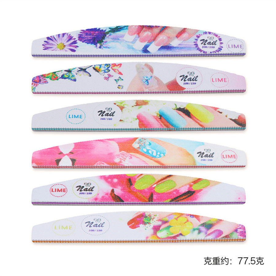 1Box Christmas Nail File Colorful Double-Side Sanding Strip 100/180 Nail File Set Nail Polishing