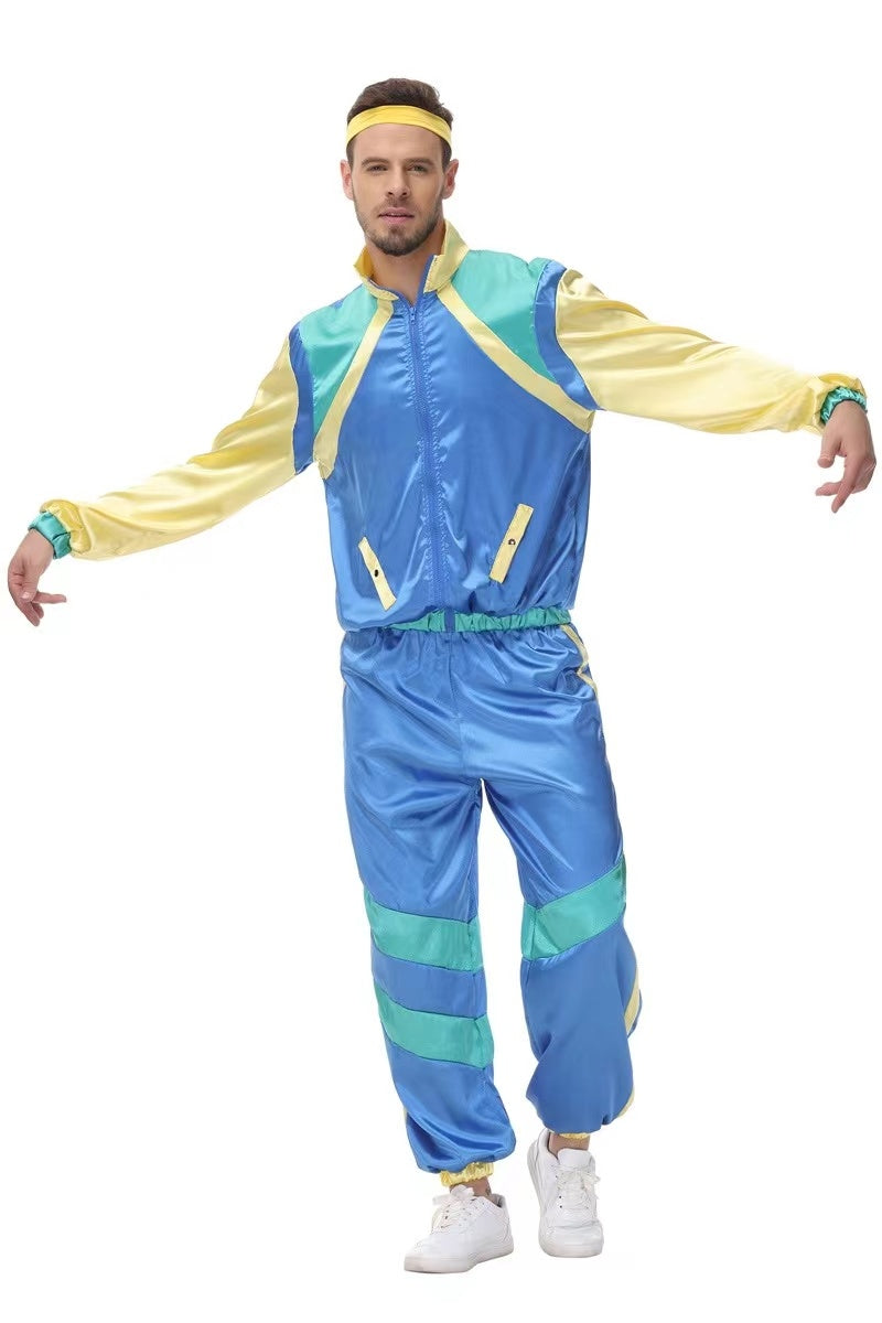 80s/90s Shell Suit Party Dress Costume, Retro Tracksuit, 90s Hip Hop Costumes, 80s Costumes For Men Women, Jacket And Pants