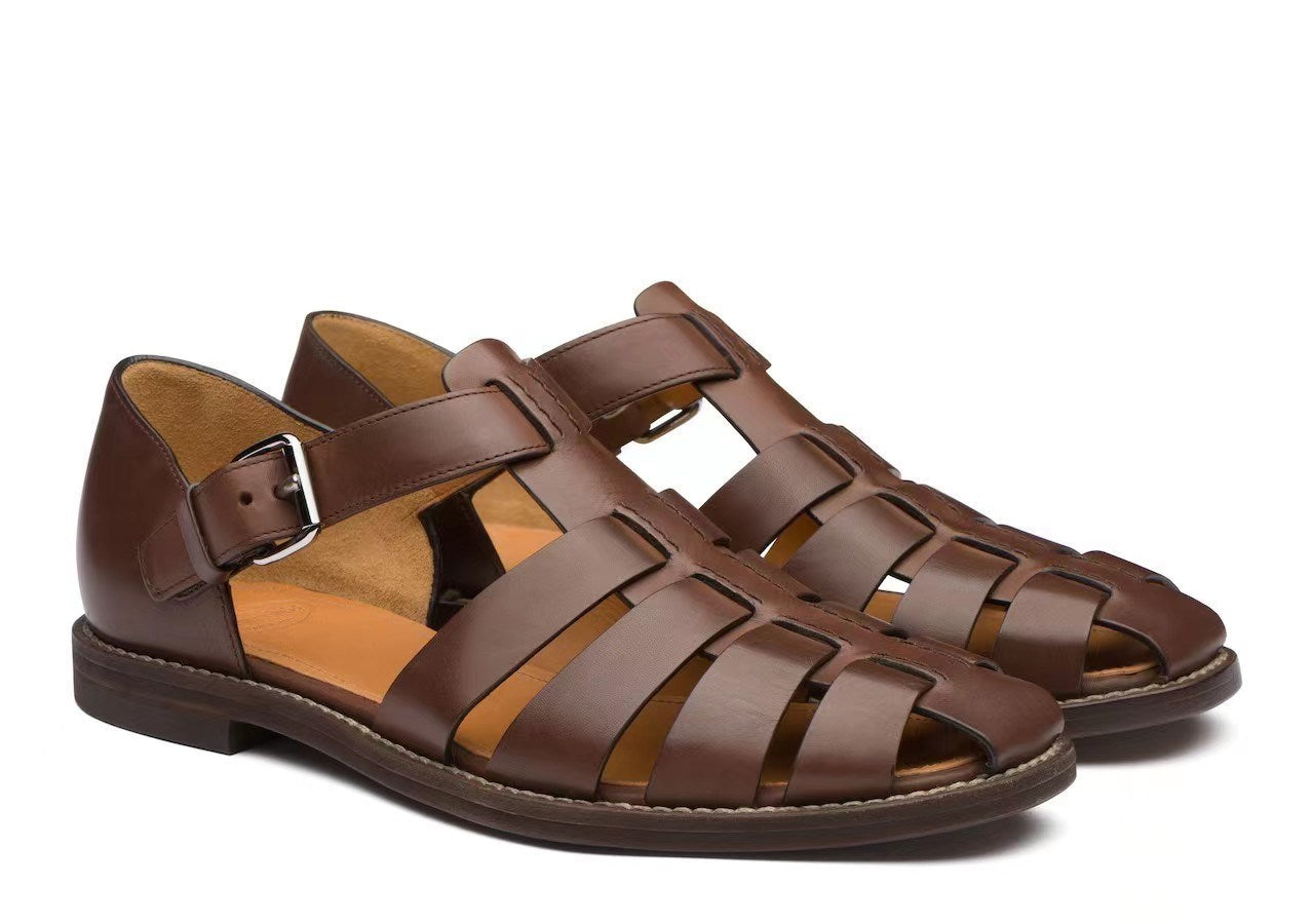 Men's Sport Sandals Closed Toe Outdoor Handmade Leather Sandal