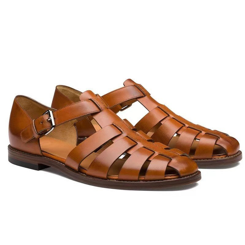 Men's Sport Sandals Closed Toe Outdoor Handmade Leather Sandal