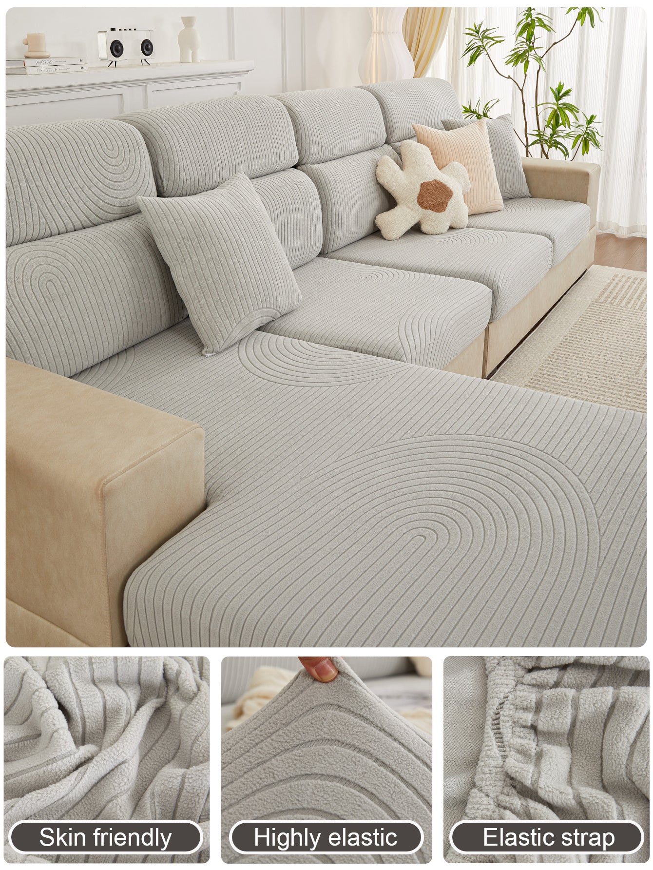 1 Pc Cream Style Sofa Cover, All Inclusive Universal Sofa Cover, High-end All Season Universal Sofa Cushion Cover Cloth