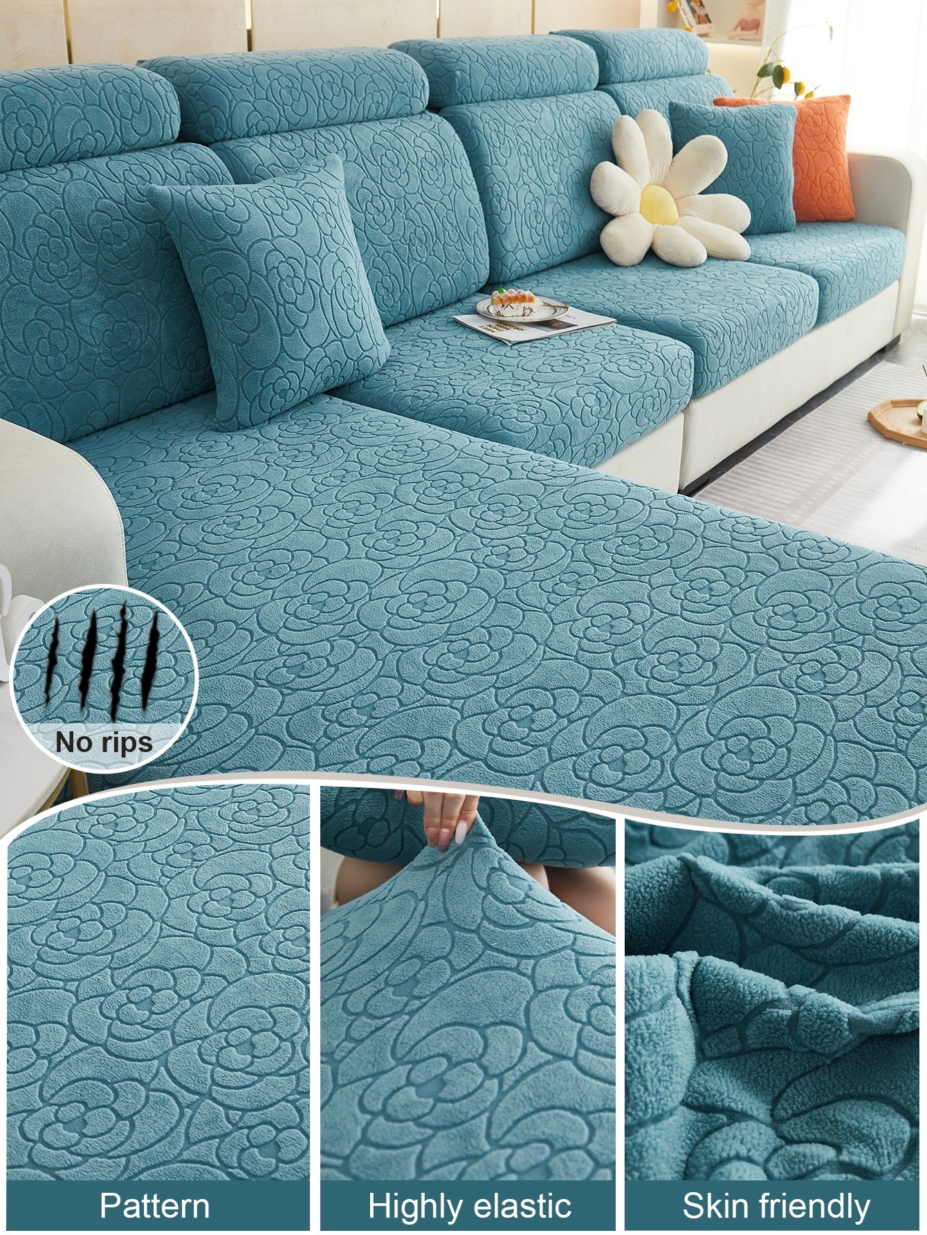 1pc Sofa Universal Cover, Universal Elastic Cover, All Inclusive Sofa Cushion, Lazy Cushion, All Season Cushion, Sofa Cover, Hood Towel