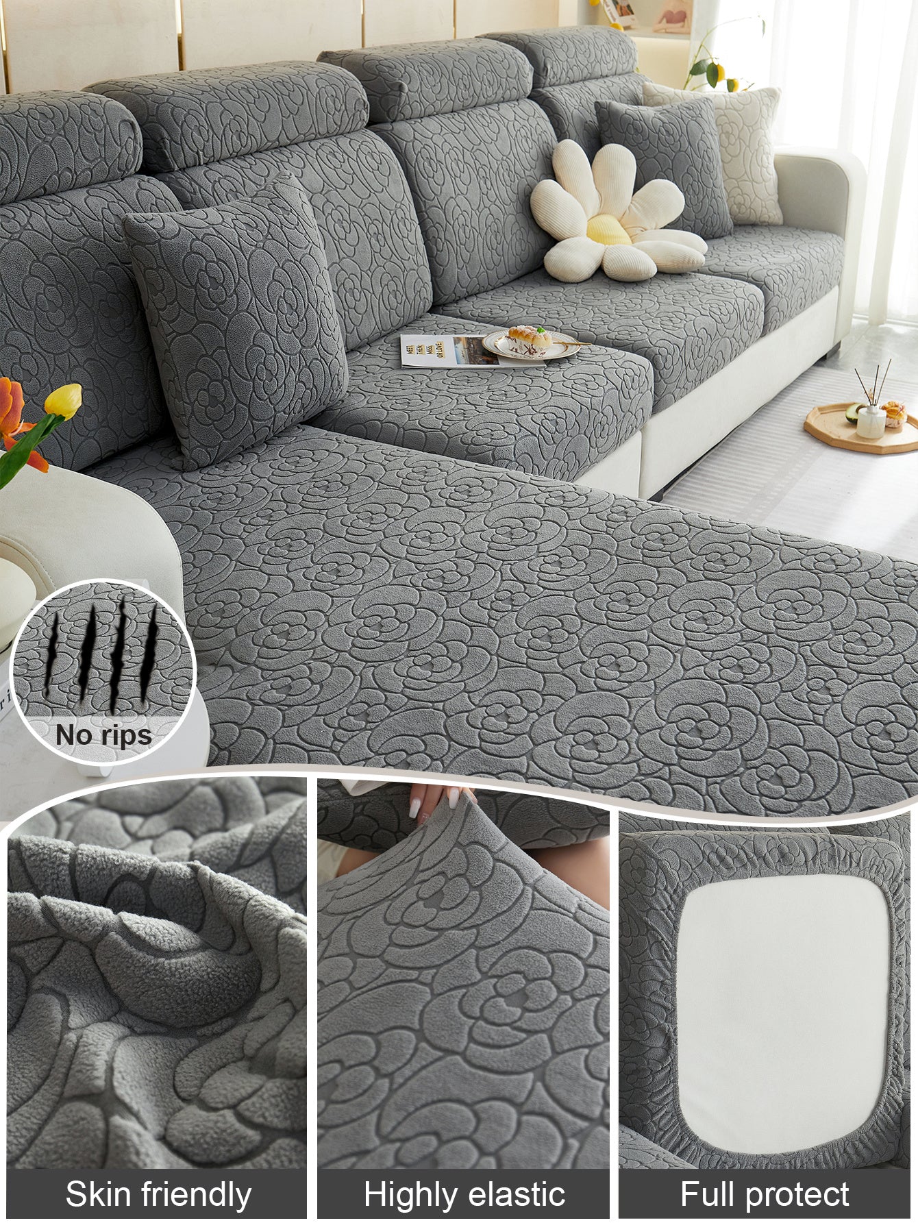 1pc Sofa Universal Cover, Universal Elastic Cover, All Inclusive Sofa Cushion, Lazy Cushion, All Season Cushion, Sofa Cover, Hood Towel