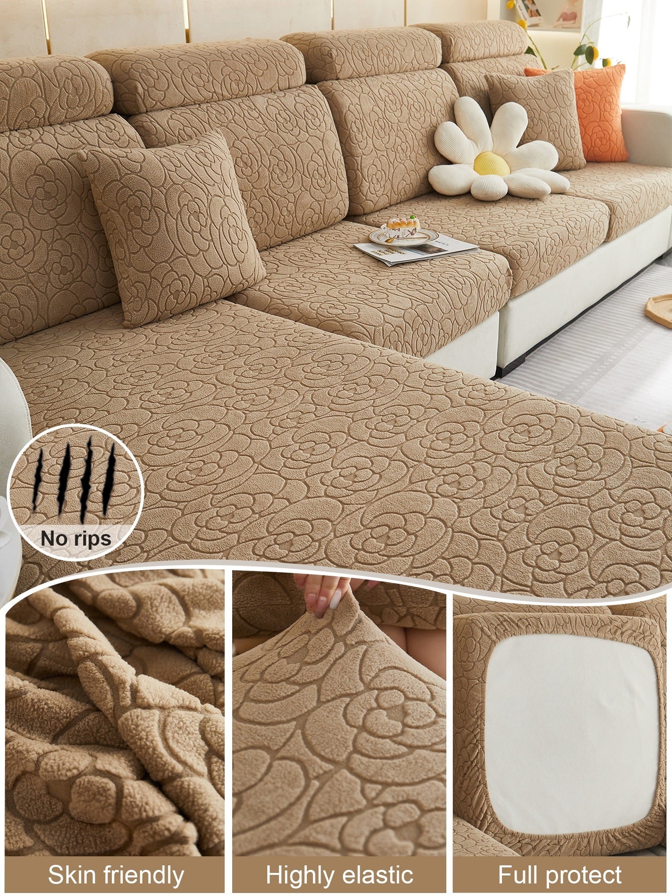 1pc Sofa Universal Cover, Universal Elastic Cover, All Inclusive Sofa Cushion, Lazy Cushion, All Season Cushion, Sofa Cover, Hood Towel